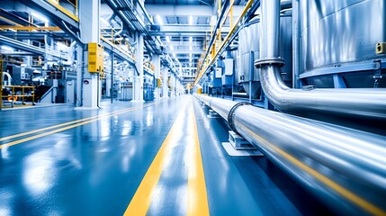 Poster - Modern factory, industrial manufacturing. Generative AI.