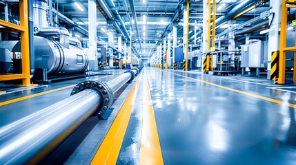 Poster - Modern factory, industrial manufacturing. Generative AI.