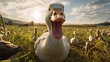 A goose who owns his own organic farm