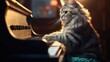 A cat playing the piano and composing her own musical works
