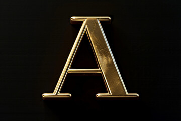 Wall Mural - Alphabet letter A with 3D rendering and metallic gold texture, elegant uppercase font design for luxury and jewelry concepts, works well on dark backgrounds