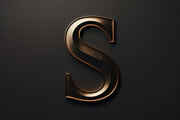 Wall Mural - Alphabet letter S with 3D rendering and metallic gold texture, elegant uppercase font design for luxury and jewelry concepts, works well on dark backgrounds