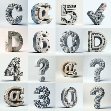 3D Lettering That Blends Concrete With Raw stones. AI generated illustration