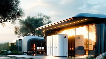 Poster - Home energy storage, Energy storage battery. Generative AI.