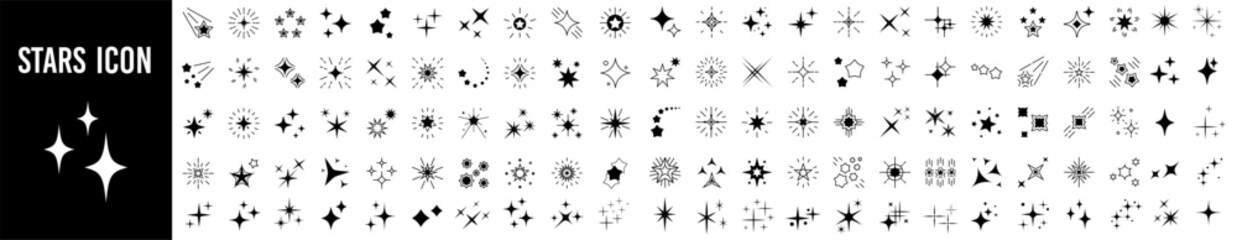 Stars line art icon. Sparkle star icons. Shine icons