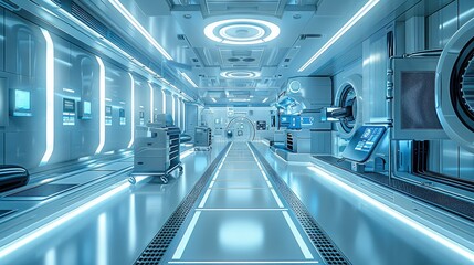 Poster - High-tech laboratory, large laboratory space. Generative AI.