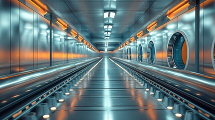 Poster - A maze of conveyor belts. Generative AI.