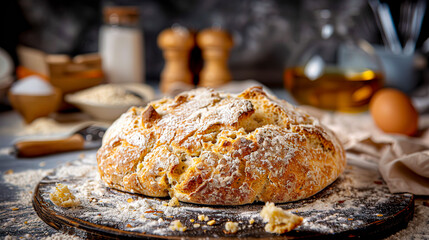 Wall Mural - Rustic Artisanal Soda Bread: A Homemade Delight crafted with Generative AI technology