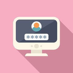 Poster - login home computer icon flat vector. number online form. step data code