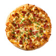 Breakfast Pizza with Scrambled Eggs and Bacon Isolated on a Transparent Background