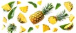 Bright and Colorful Pineapple Slices on White