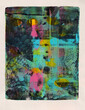 © Catherine MacBride/Stocksy - Printed acrylic abstract in turquoise and pink with bubble detail