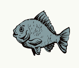 Sticker - Vector drawing. Fish in the water