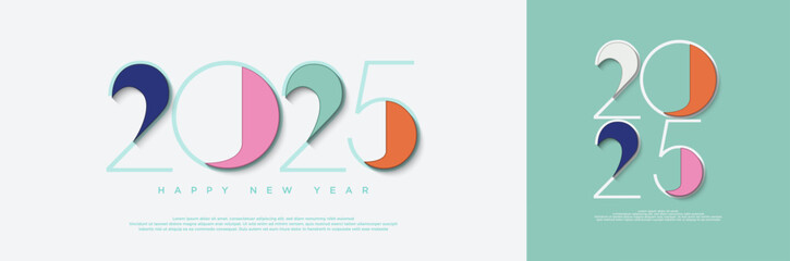 Wall Mural - Collection of happy new year 2025 numbers with some unique and clean numbers. Premium vector design for 2025 new year banner, poster and template. 2025 year celebration.