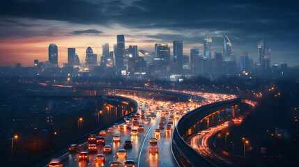 Canvas Print - cars on the highway in a traffic jam