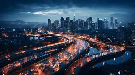 Canvas Print - Cars on the highway in a traffic jam