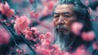 An old samurai under the cherry blossoms.