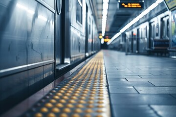 Wall Mural - Photo of a subway train at the station with its doors open Generative AI