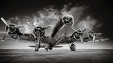 Fototapeta Nowy Jork - historical bomber plane against a dramatic sky