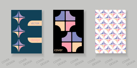 Wall Mural - Trendy template for design cover, poster, flyer. Layout set for sales, presentations. Minimal background with colorful geometric shapes.