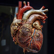 Human heart vintage blueprint. Grunge medical backgrounds