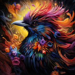 Wall Mural - A colorful fantasy bird