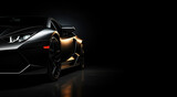 Fototapeta Miasta - A generic and unbranded black sport car on a black background