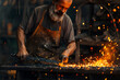 a blacksmith showcasing the art of metal forging and crafting intricate designs for a client's unique request