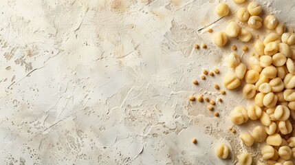 Wall Mural - Gnocchi Sprinkled with Flour on White Stone Surface