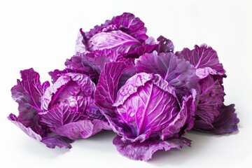 Wall Mural - A bunch of purple cabbage is displayed on a white background