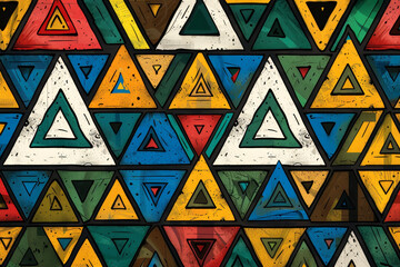 Poster - A pattern of triangles with sides, angles, and rotations