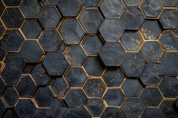 Wall Mural - A pattern of hexagons with edges, gaps, and honeycombs