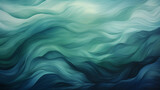 Fototapeta  - Green beautiful background in style of watercolour, sea waves, smooth artistic flow texture