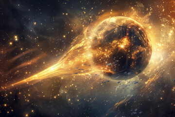 Wall Mural - A celestial soccer match--waves of constellations collide. The players wear starry jerseys, their numbers written in cosmic dust.