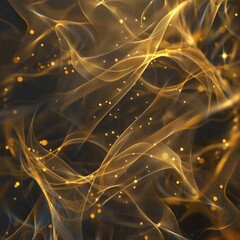 glowing golden interwoven lines creating an abstract background on a dark canvas. concept of intrica