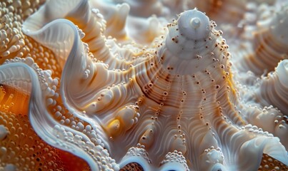 Wall Mural - textures of a seashell's surface in a close-up macro shot