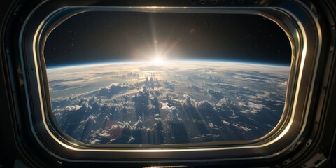 Wall Mural - a view of the earth from an airplane window