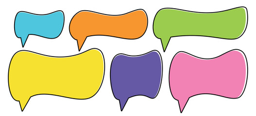 Wall Mural - a set of hand drawn doodle blank text frames. colored text box. empty speech bubbles on transparent 