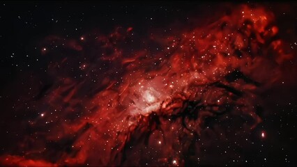 Wall Mural - red nebula and stars in outer space