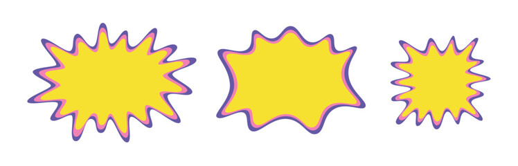 Wall Mural - a set of hand drawn doodle blank text frames. colored text box. empty speech bubbles on transparent 