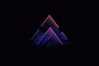 Sleek neon mountain triangles glowing in hues of pink and blue on a dark, modern, abstract background