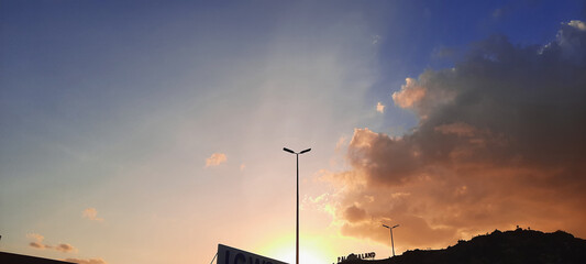 Wall Mural - sunset over the city