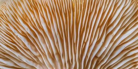 Wall Mural - Close up of mushroom ridges, gills, sections, texture backgrounds.