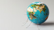 world malaria day , Close up mosquito sucking blood on Earth globe, conceptual image with white background 