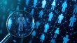 © Asad - Hrm Or Human Resource Management, Magnifier Glass Focus To Manager Business Icon Which Is Among Staff Icons For Human Development Recruitment Leadership And Customer Target Group Concept