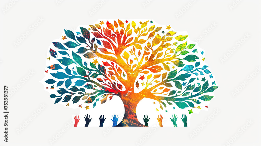 Autism Awareness Day, 2 April, a colorful tree with Autism Spectrum ...