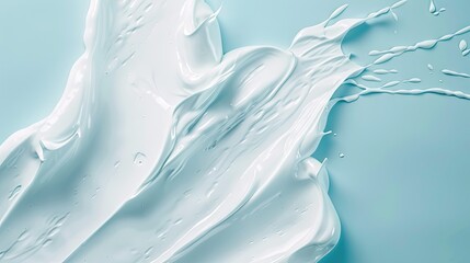 Wall Mural - White Cream Smear On A Blue Background