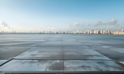 Wall Mural - A city skyline is visible in the distance 4K Video