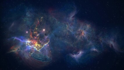 Wall Mural - Nebula Colourful Travel and Star Camera Flying to Deep Space. 3D rendering. 