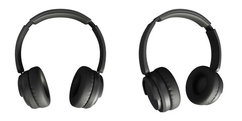 Poster - 3D object rendering of wireless headphones for listening to music.3d rendering